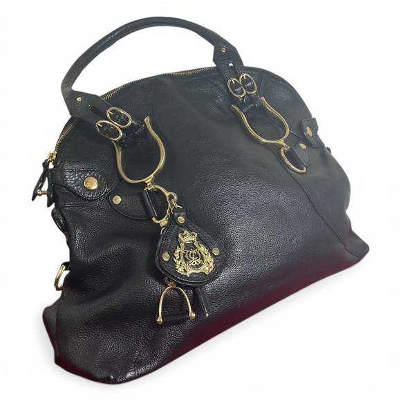 Vintage Juicy Couture Black Equestrian Crest Satchel – Original Korea-Made PVC B